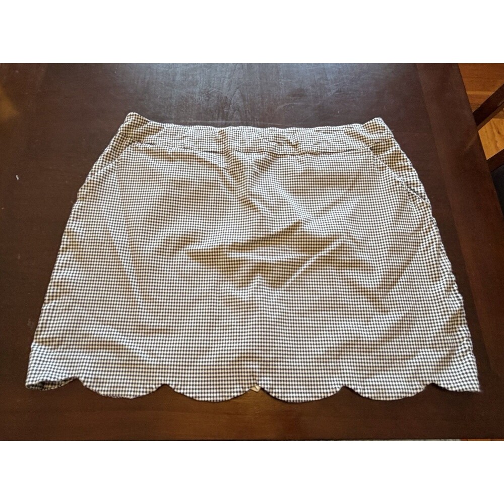 Tribal Gingham Scalloped Hem Dark Academia Golfcore Preppy Casual Skort 18W